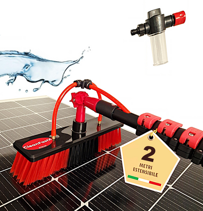 Kit Pulizia Pannelli solari fotovoltaici, idrospazzola ALINEAR, estensibile fino a 2 metri