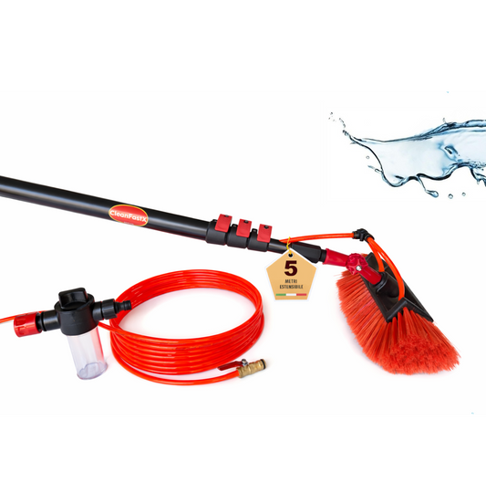 Kit Pulizia Pannelli solari fotovoltaici, idrospazzola Multiples, estensibile fino a 5 metri