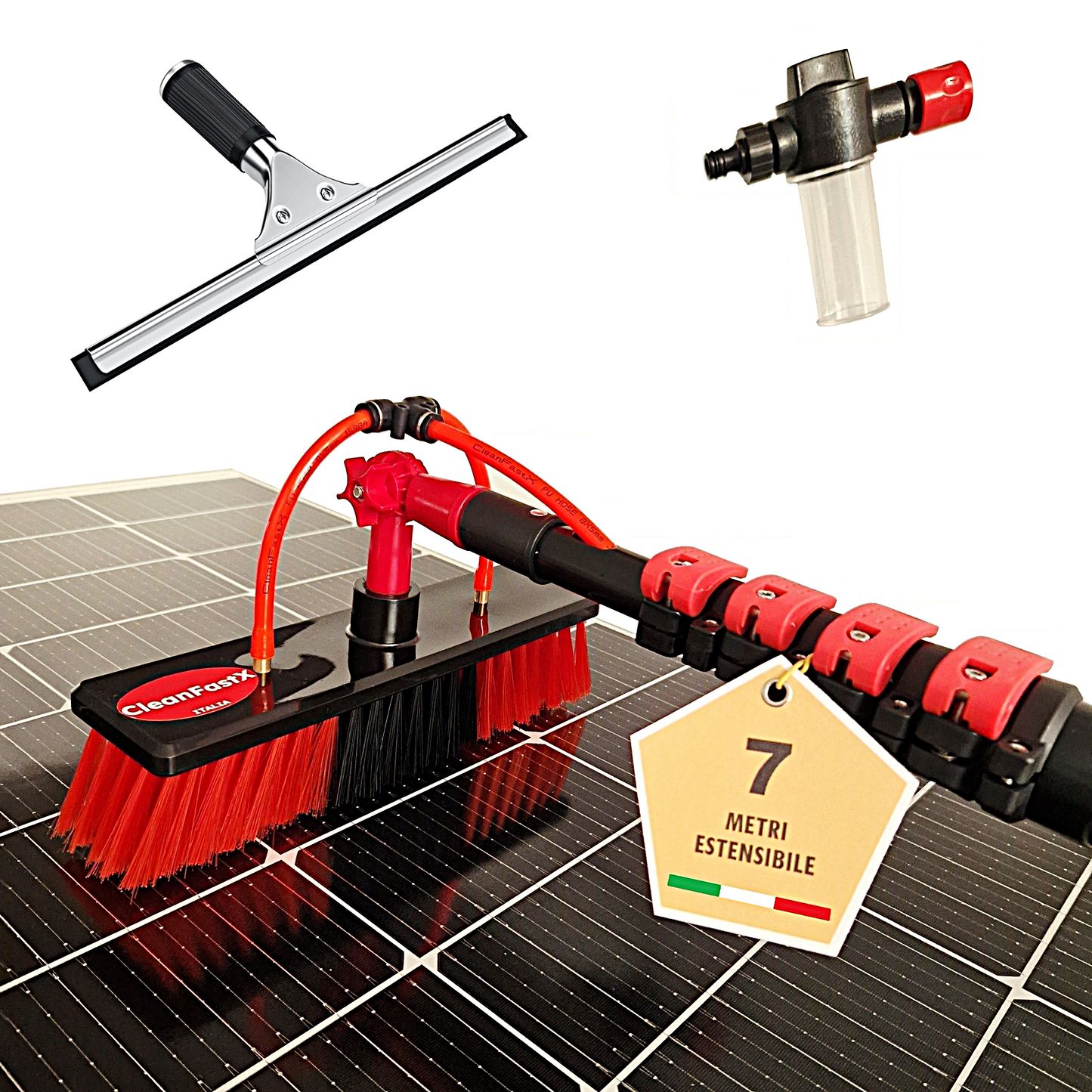 Kit Pulizia Pannelli solari fotovoltaici estensibile fino a 7 metri
