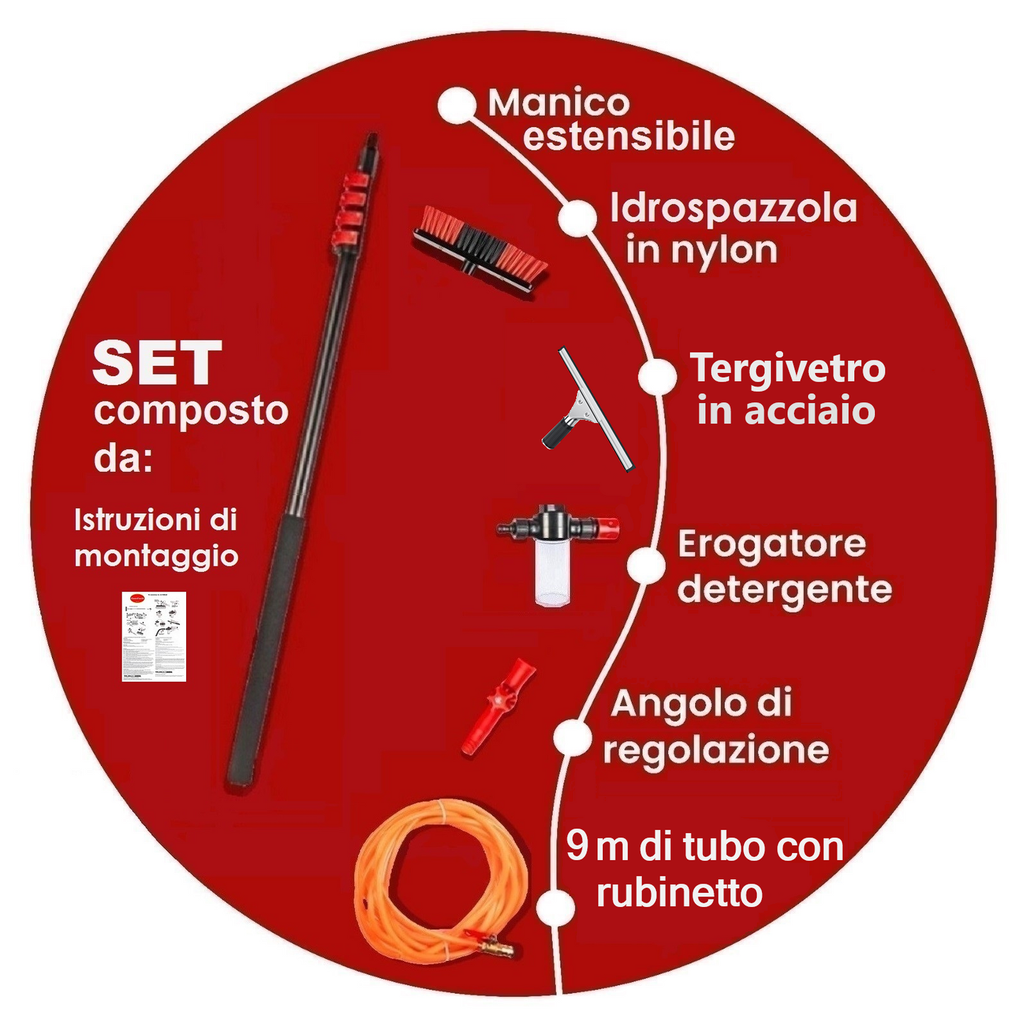 Kit Pulizia Pannelli solari fotovoltaici estensibile fino a 7 metri