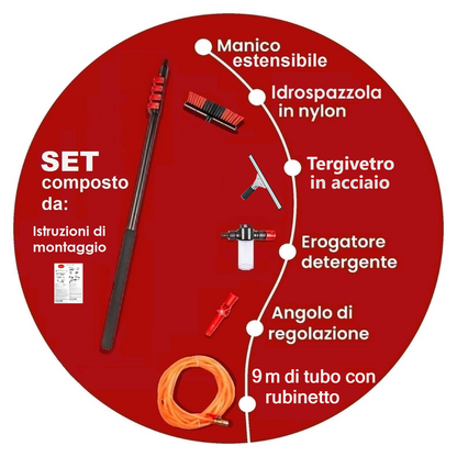 Kit Pulizia Pannelli solari fotovoltaici estensibile fino a 7 metri
