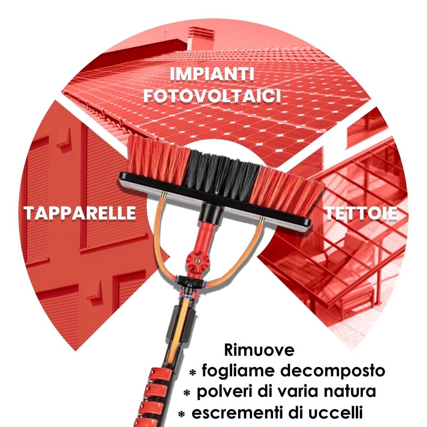 Kit Pulizia Pannelli solari fotovoltaici estensibile fino a 5 metri