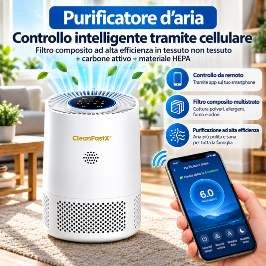 Purificatore d'aria Smart CFX-PJ06 per uso domestico, da tavolo, con controllo touch, Wi-Fi e filtro composito intelligente